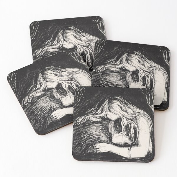Item preview, Love and Pain (Vampire I) Edvard Munch Black White Print designed and sold by VintageArchive.