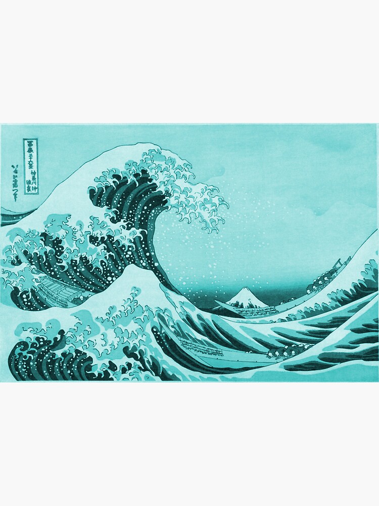 Aqua Blue Tsunami Japanese Great Wave off Kanagawa by Hokusai by podartist
