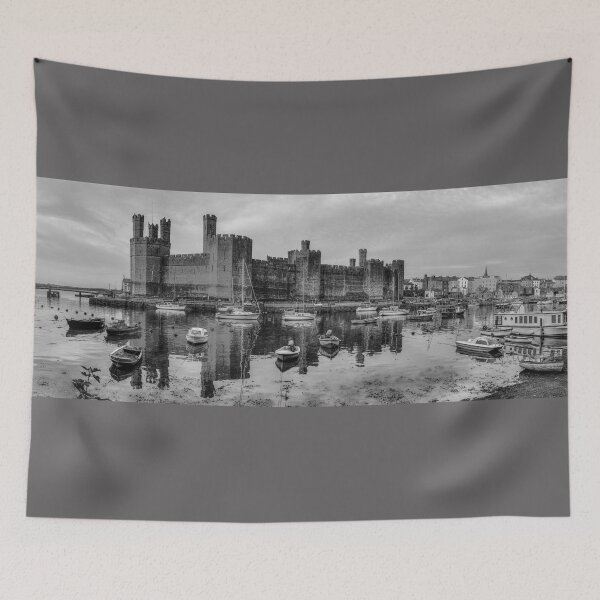 Item preview, Caernarfon Castle Panoramic Black And White designed and sold by Paul Thompson Photography.