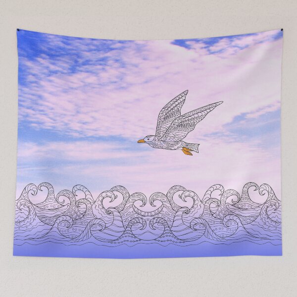 Item preview, zen bird and waves designed and sold by AlinNova.