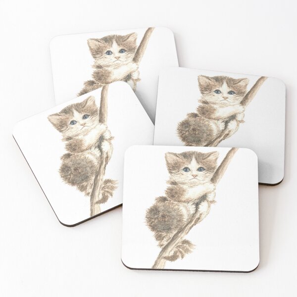 Item preview, Small watercolor kitten on a tree branch. designed and sold by kosnatvi.