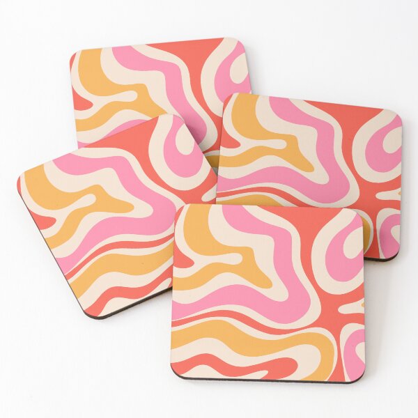 Item preview, Modern Retro Liquid Swirl Abstract Pattern Square in Pink Orange Mustard Cream designed and sold by kierkegaard.