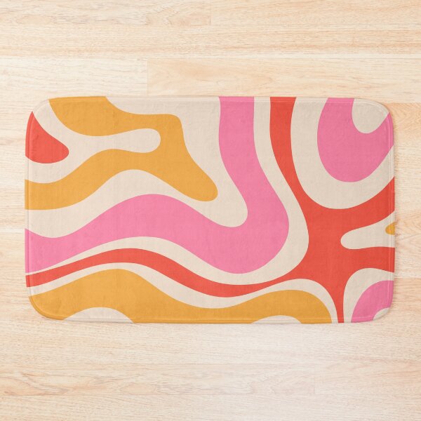Item preview, Modern Retro Liquid Swirl Abstract Pattern Square in Pink Orange Mustard Cream designed and sold by kierkegaard.