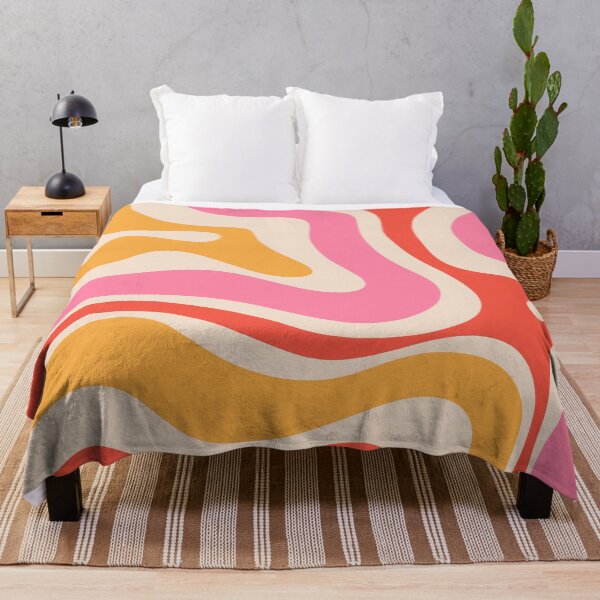 Item preview, Modern Retro Liquid Swirl Abstract Pattern Square in Pink Orange Mustard Cream designed and sold by kierkegaard.