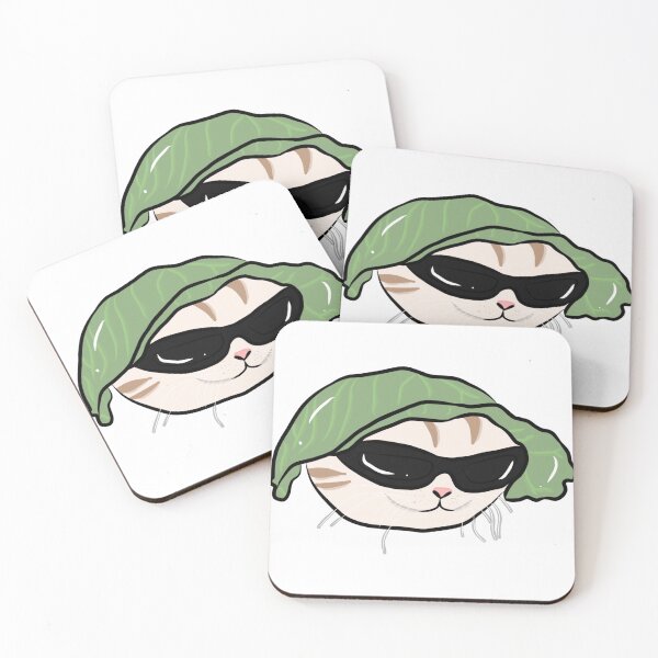 Item preview, cabbage hat cat with sunglasses  designed and sold by pinkysunflower.