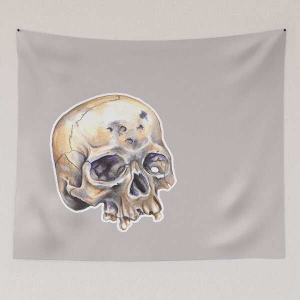 Item preview, Damanged Watercolor Skull designed and sold by sarahemakesart.