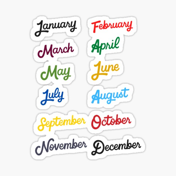 Months of the year sticker pack - months of the year journal stickers.  Sticker for Sale by Theleochick