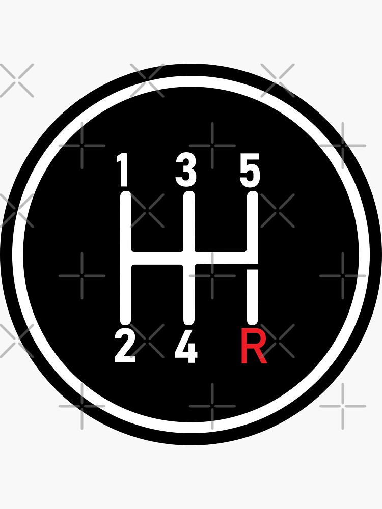 "5 Speed Manual Transmission Logo 1 (Red R)" Sticker for Sale by