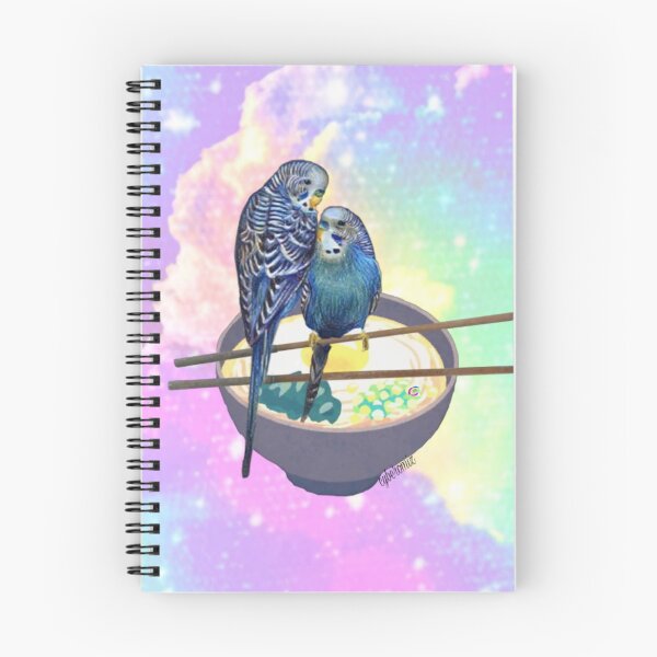 Item preview, Two budgies on bowl of ramen designed and sold by Cyberomiz.