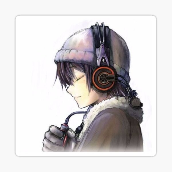 Multicolor Anime Man Manga Headphones Anime Japanese Boy with Headphones Man Manga Throw Pillow 16x16 