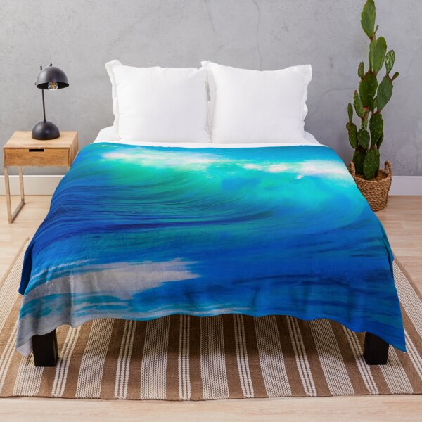 Item preview, light blue wave ocean Throw Blanket designed and sold by JD369.