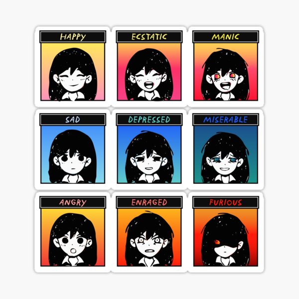 OMORI Emotions Set 1 Vinyl Stickers 