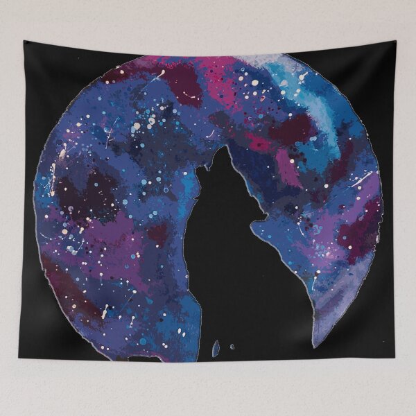 Item preview, multicolored moon with howling wolf designed and sold by GAP90.