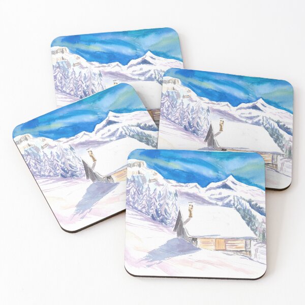 Item preview, Quiet Mountain Hut with Gorgeous View of Slopes and Peaks designed and sold by artshop77.