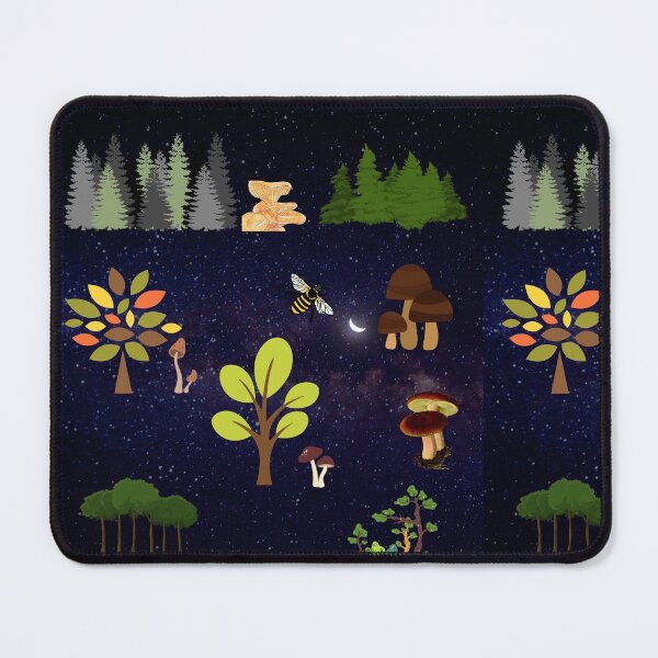 Item preview, Trees mushroom and forest at night designed and sold by Anahit Petrosyan Art Studio & Unique Print Designs for a Gift.
