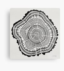 Tree Rings – Black on White Metal Print