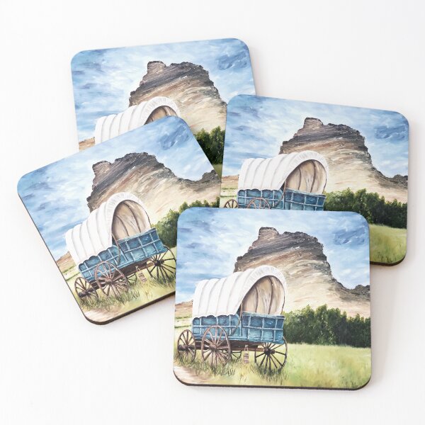 Item preview, Covered wagon oil painting designed and sold by ArtbyTreva.