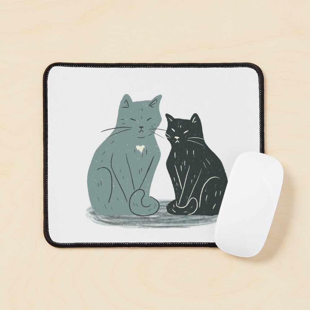 Grey and Black Cat  Mouse Pad for Sale by waddleworks