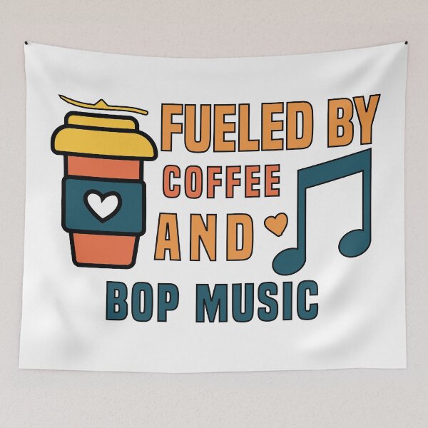 Item preview, fueled by coffee and bop music designed and sold by Shorim.