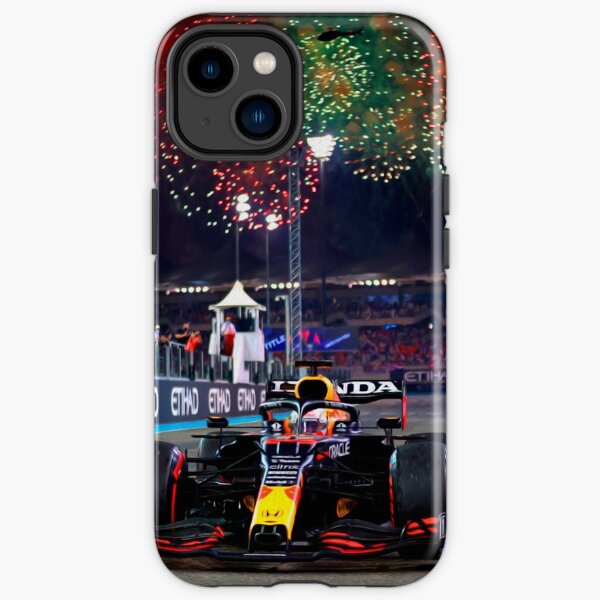Max Verstappen tras ganar su primer campeonato mundial en el Gran Premio de Abu Dhabi 2021 Funda resistente para iPhone