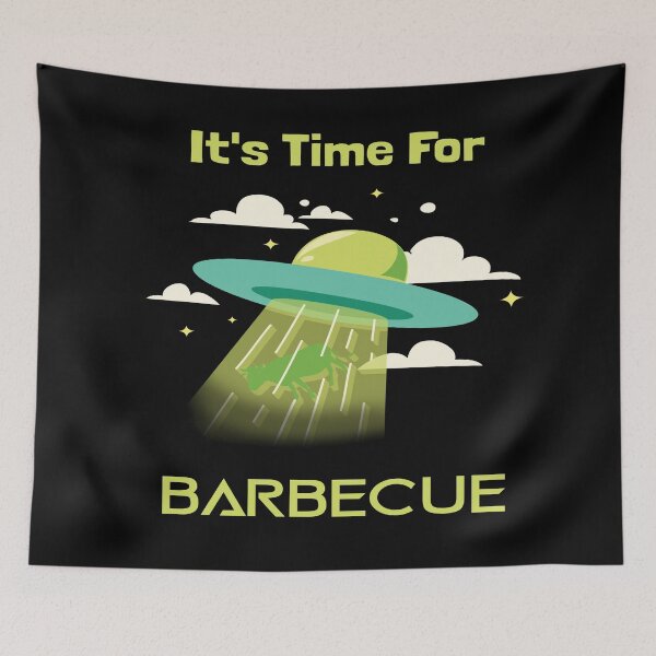 Item preview, Time for Barbecue Alien UFO Funny Design  designed and sold by Paula Helit.
