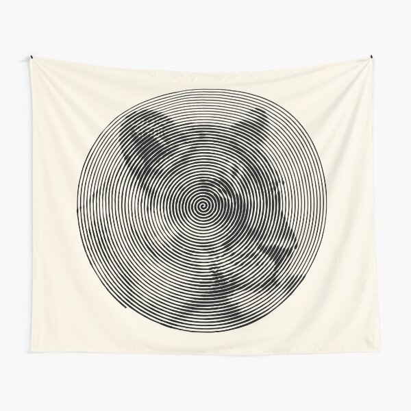 Lioness Face Close-up in Spiroglyphic Style Spiral Circles Tapestry