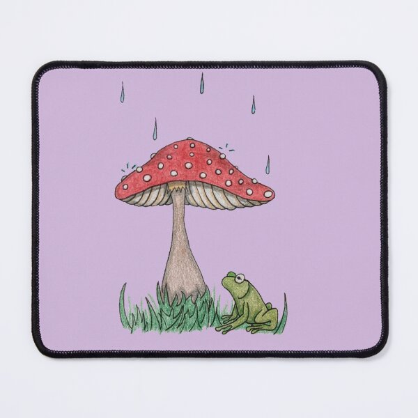 Item preview, little frog with mushroom umbrella designed and sold by REDmoonDeco.