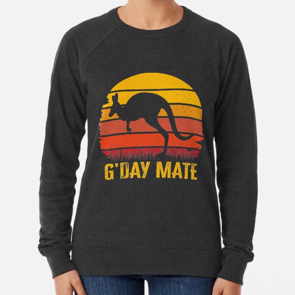 G'Day Mate - Funny Australian Kangaroo Vintage Symbol Lightweight Sweatshirt