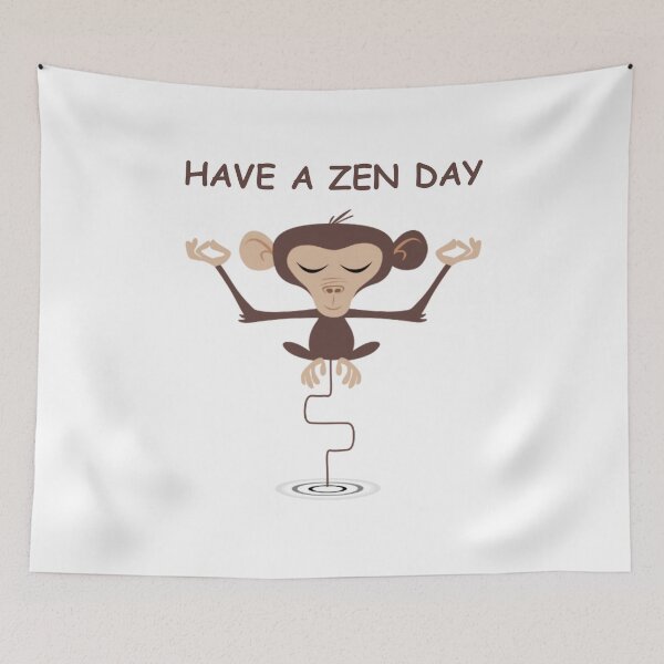 Item preview, HAVE A ZEN DAY - meditating monkey - may peace be with you - BREATHE - relax meditate designed and sold by originalsusie.