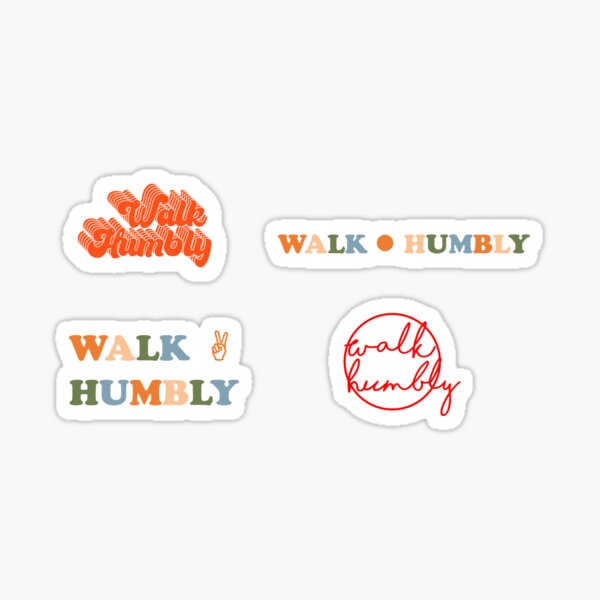Vista previa del artículo con la obra «Paquete de pegatinas Retro Walk Humbly», diseñado y vendido por Brenander.