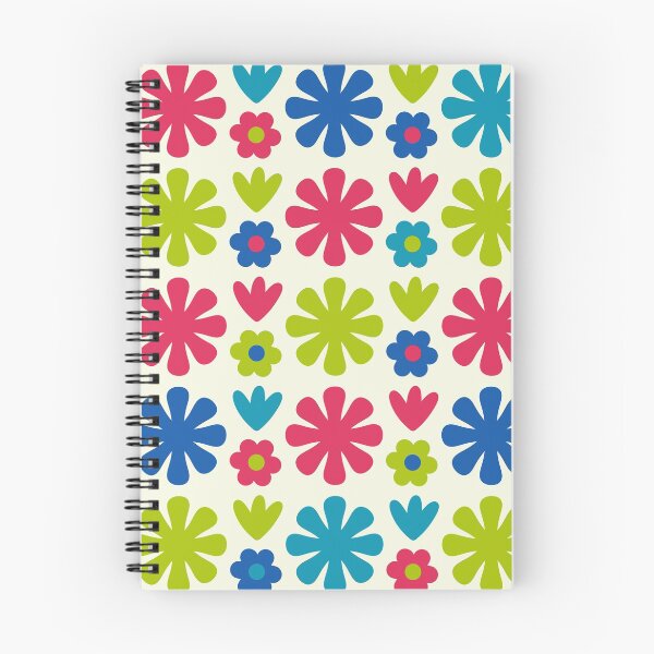 Artikelvorschau, Scandi Floral Grid Retro Blumenmuster Blue Lime Magenta entworfen und verkauft von kierkegaard.