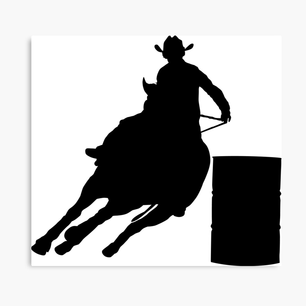 Rodeo Theme Barrel Racer Silhouette Canvas Print By SandpiperDesign   Mp,840x830,matte,f8f8f8,t Pad,1000x1000,f8f8f8 