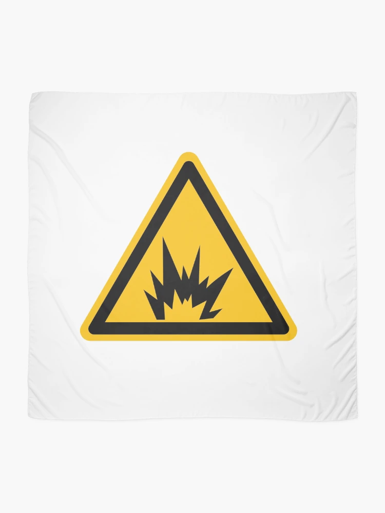 Thumbnail 2 of 3, Scarf, Warning Sign Explosion  designed and sold by patsyrosedesign.