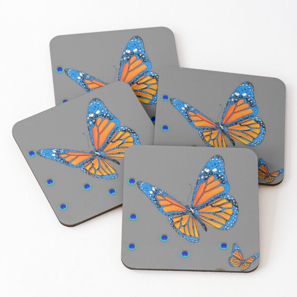 Item preview,  LARGE BLUE MONARCH STYLE BUTTERFLIES PATTERN GREY ART  designed and sold by sharlesart.