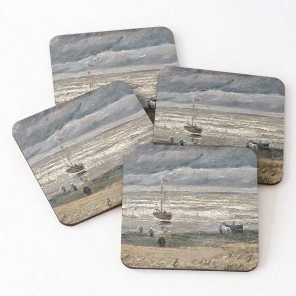 Item preview, Oil Painting Beach at Scheveningen in Stormy Weather (1882) By Vincent Van Gogh designed and sold by Designedbysm.