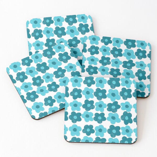 Item preview, Teal Blue & blue flowers designed and sold by dddesignsnj.
