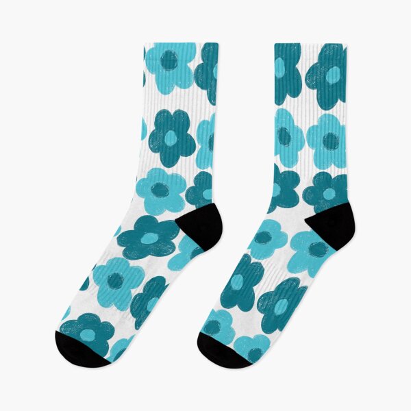 Item preview, Teal Blue & blue flowers designed and sold by dddesignsnj.