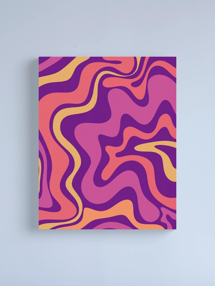 Retro Liquid Swirl Abstract Pattern Purple Orange Yellow