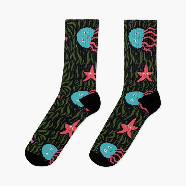 Item preview, Jellyfish Fishes Socks Swimmers Aquarium Gift Idea Sea Animals Socks  designed and sold by Dr.YesOrNo.