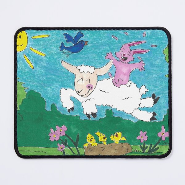Item preview, Rabbit Riding a Jumping Lamb Over a Nest of Baby Birds, Lullaby designed and sold by AliCatOriginals.