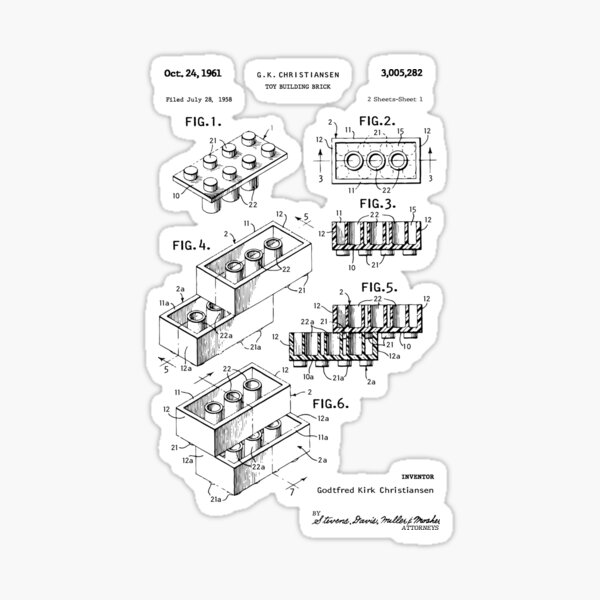 Toy Building Brick Patent Art Sticker