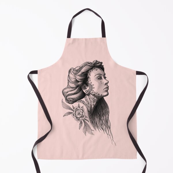Item preview, Dusky Pink Woman Profile with Floral Face Tattoos designed and sold by Johanna-Draws.