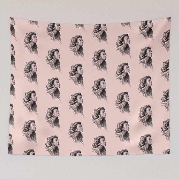 Item preview, Dusky Pink Woman Profile with Floral Face Tattoos designed and sold by Johanna-Draws.