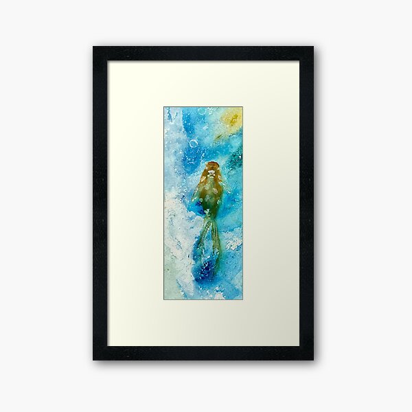 Orange Lucky Koi with Bubbles Framed Art Print