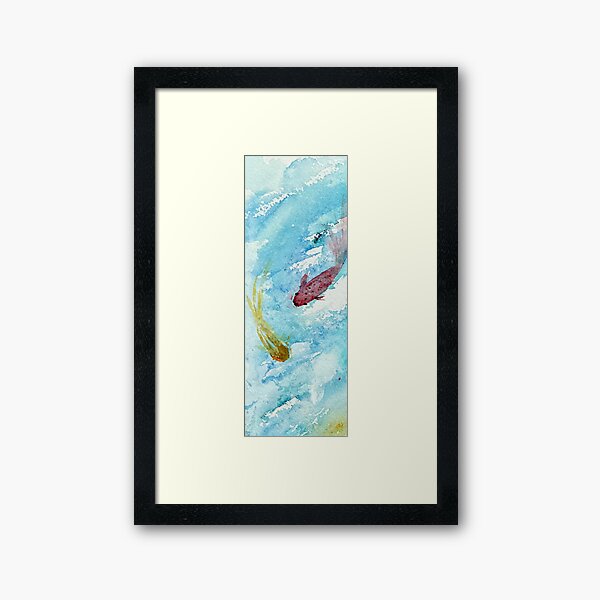 Gold and Red Swirling Koi Framed Art Print