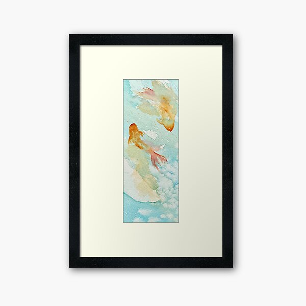 Peaceful Swirling Orange and Red Lucky Koi Framed Art Print