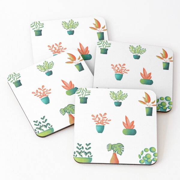 Item preview, Cute Watercolor Green and Orange Houseplants in the Pots designed and sold by silviaol.