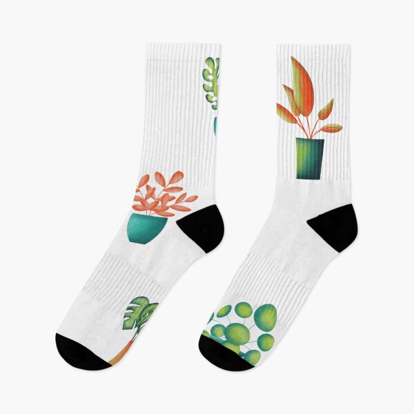 Item preview, Cute Watercolor Green and Orange Houseplants in the Pots designed and sold by silviaol.
