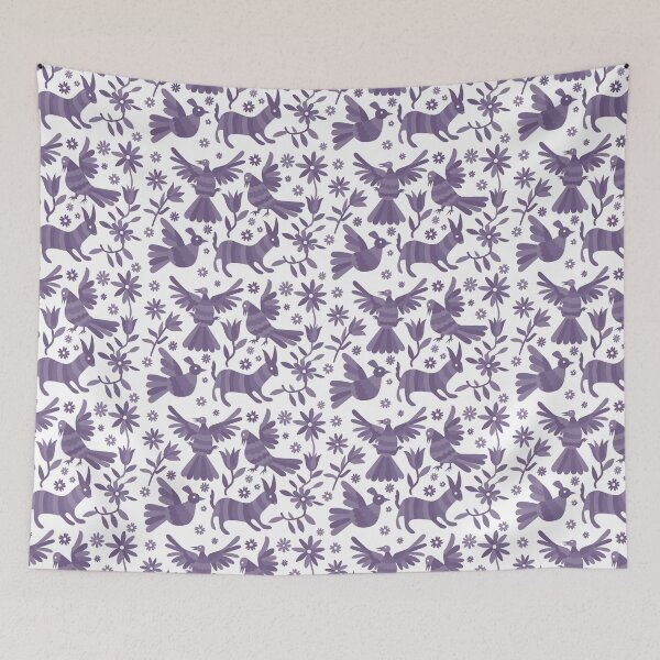 Item preview, purple otomi texture, mexican otomi, soft purple mexican art, mexican art, mexican craft, mexican folk, otomi texture, mexican pattern, flowers, birds, animals, purple animals designed and sold by Terevela.