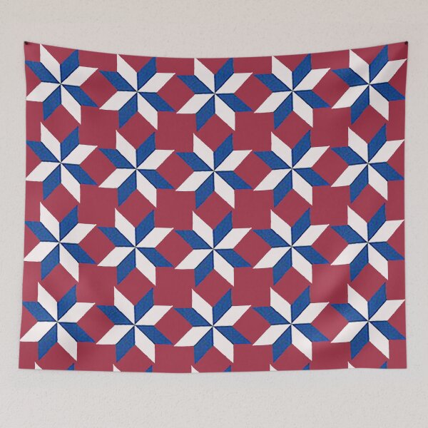 Item preview, Quilt, quilt blocks, Amish quilt, blanket. blue white red quilt, star quilt pattern designed and sold by Nostrathomas66.